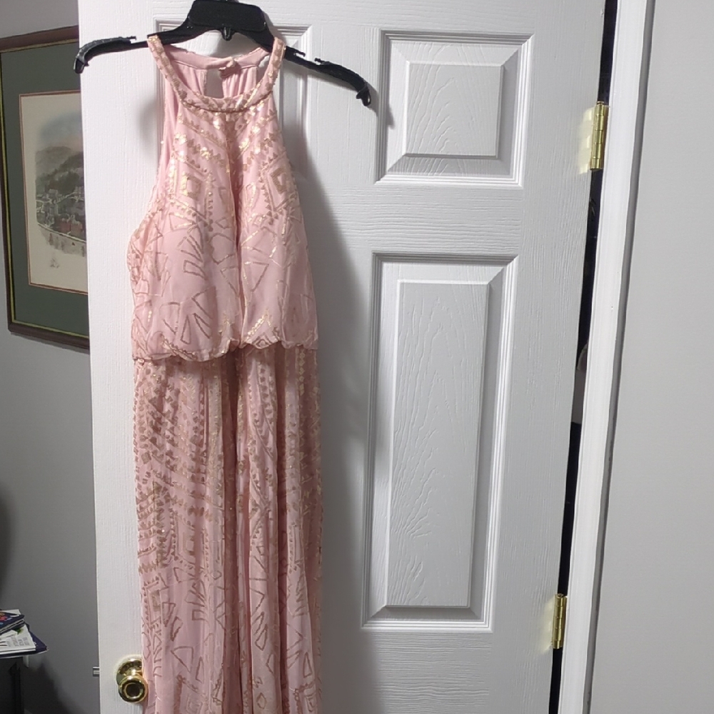 Boutique Pink Halter Sparkle Gown for Weddings